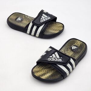 Adidas Kids Adissage Slides Sport Sandals Black White Unisex Youth Kid's Size 2